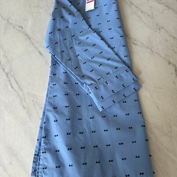 NWT Van Heusen embroidered black bow scoop neck 3/4 sleeve blue blouse XXS top - Picture 6 of 7